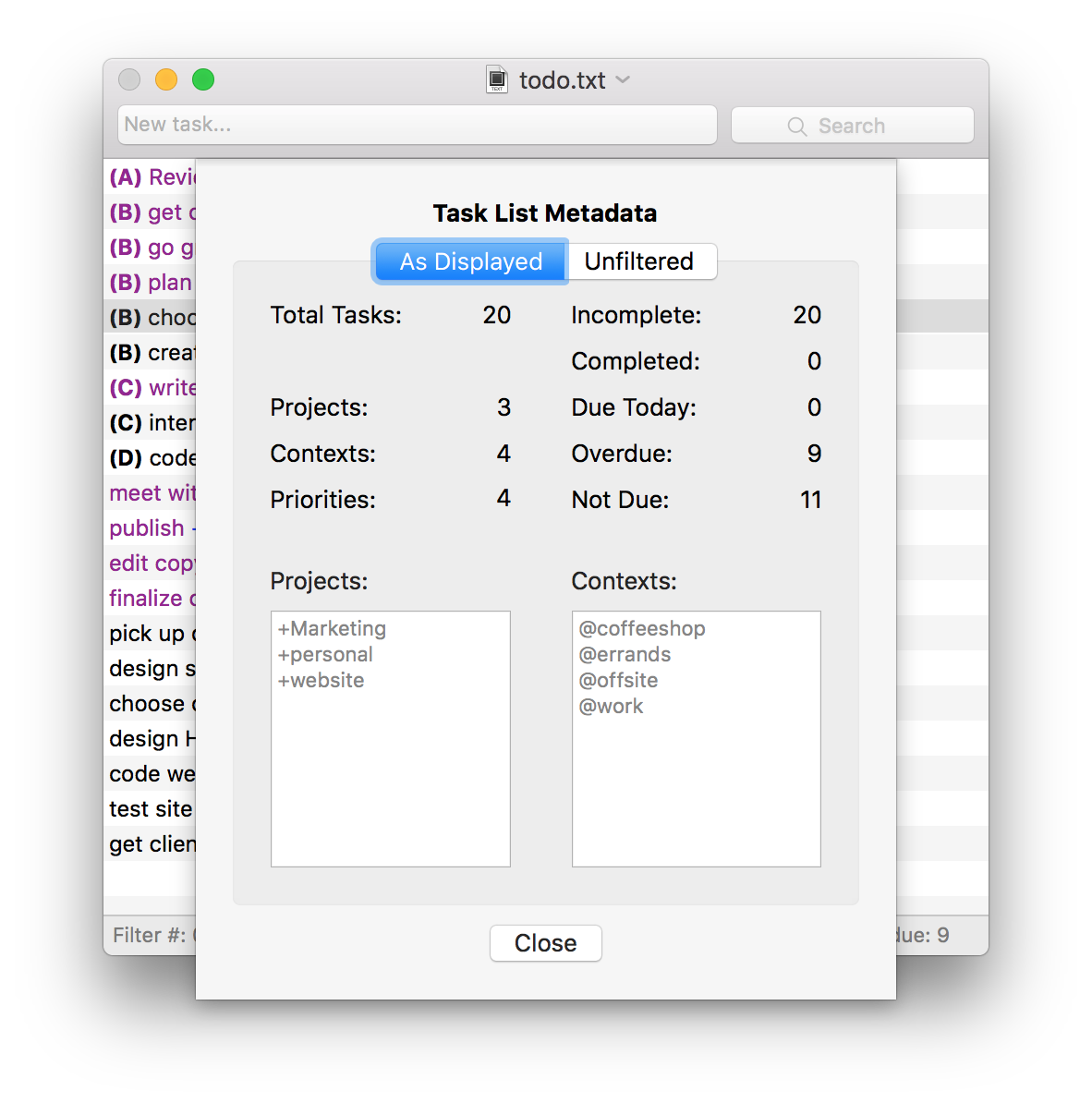 TodoTxtMac Metadata Screenshot
